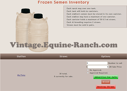 Frozen semen inventory screenshot